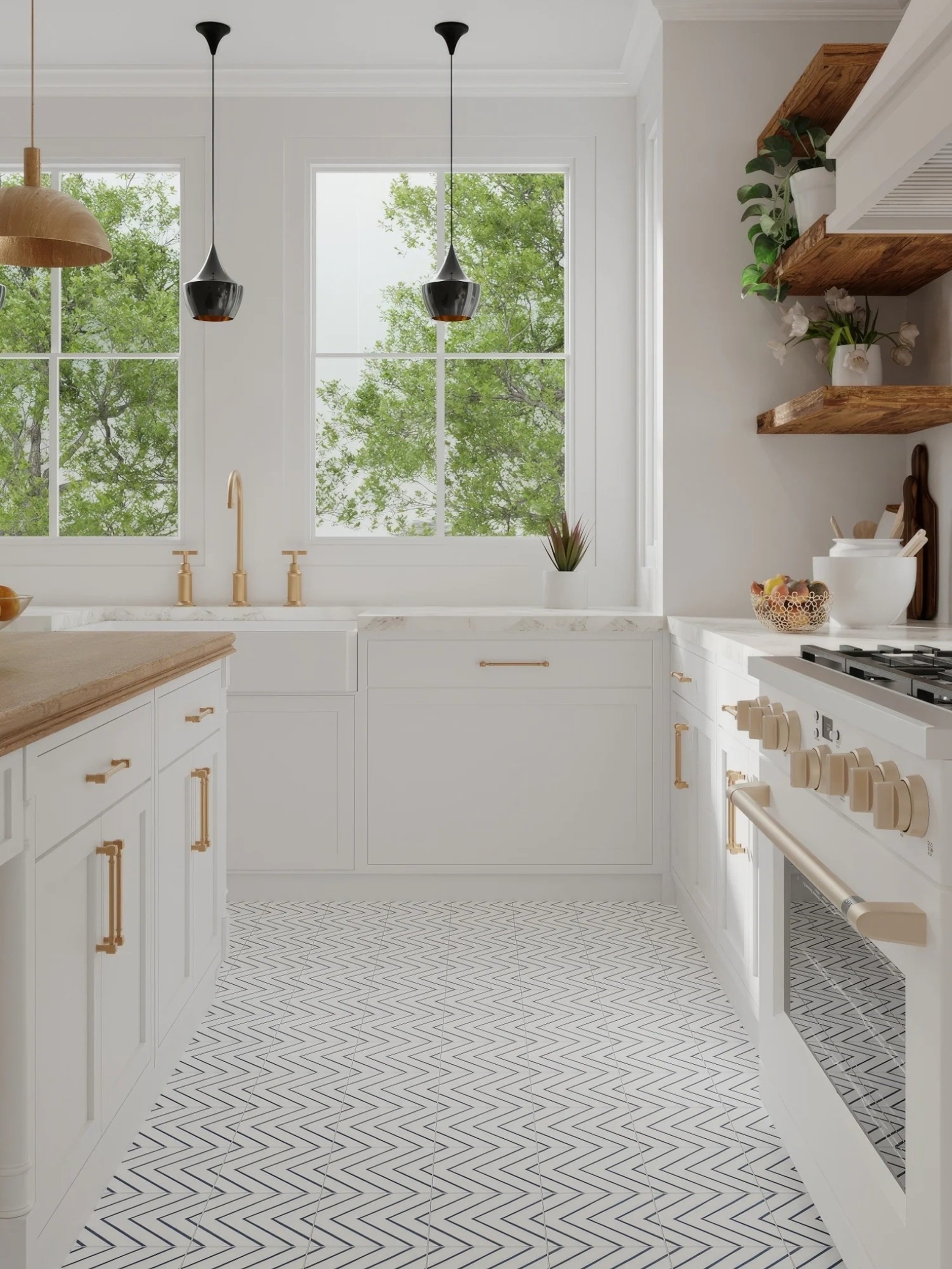 Bright modern UK kitchen interior